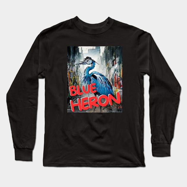 Blue-heron Long Sleeve T-Shirt by Little Quotes